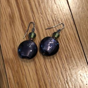 Purple and Green Small Dangle Earrings